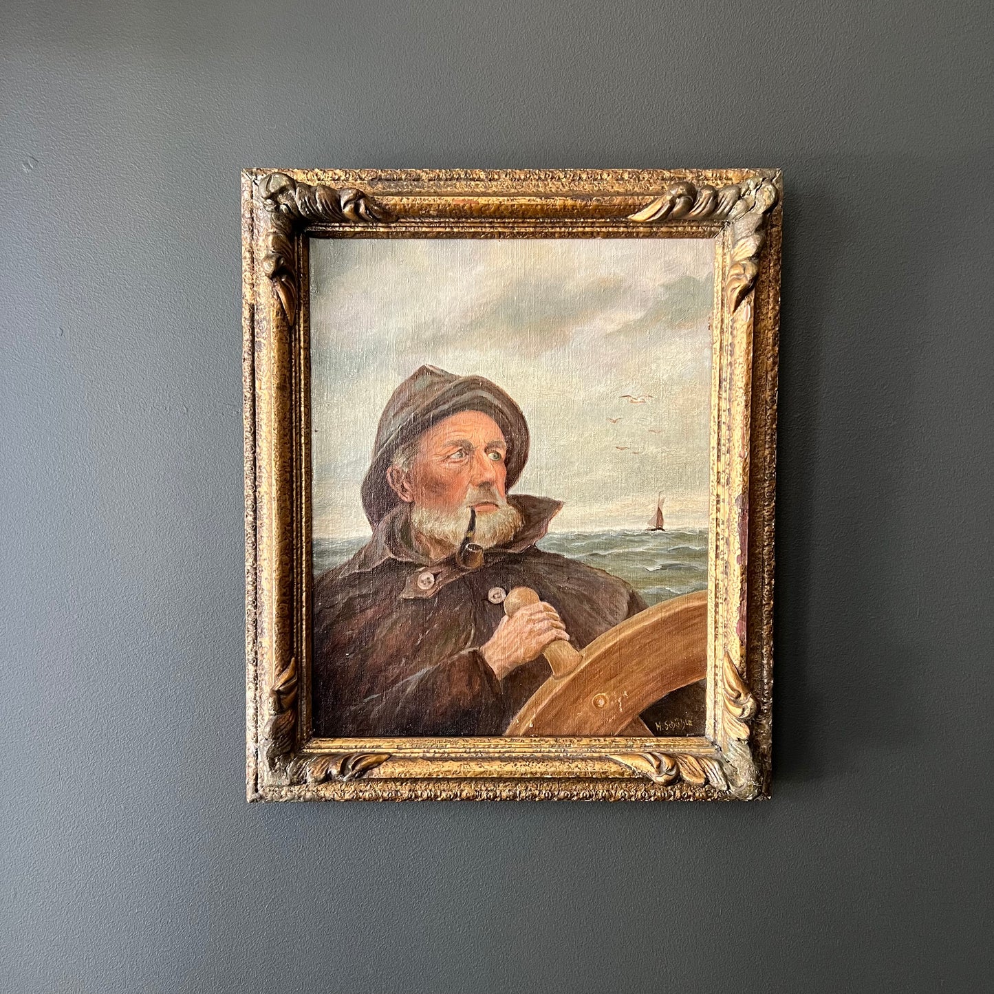 Antique Oil Painting Portrait of a Sea Captain