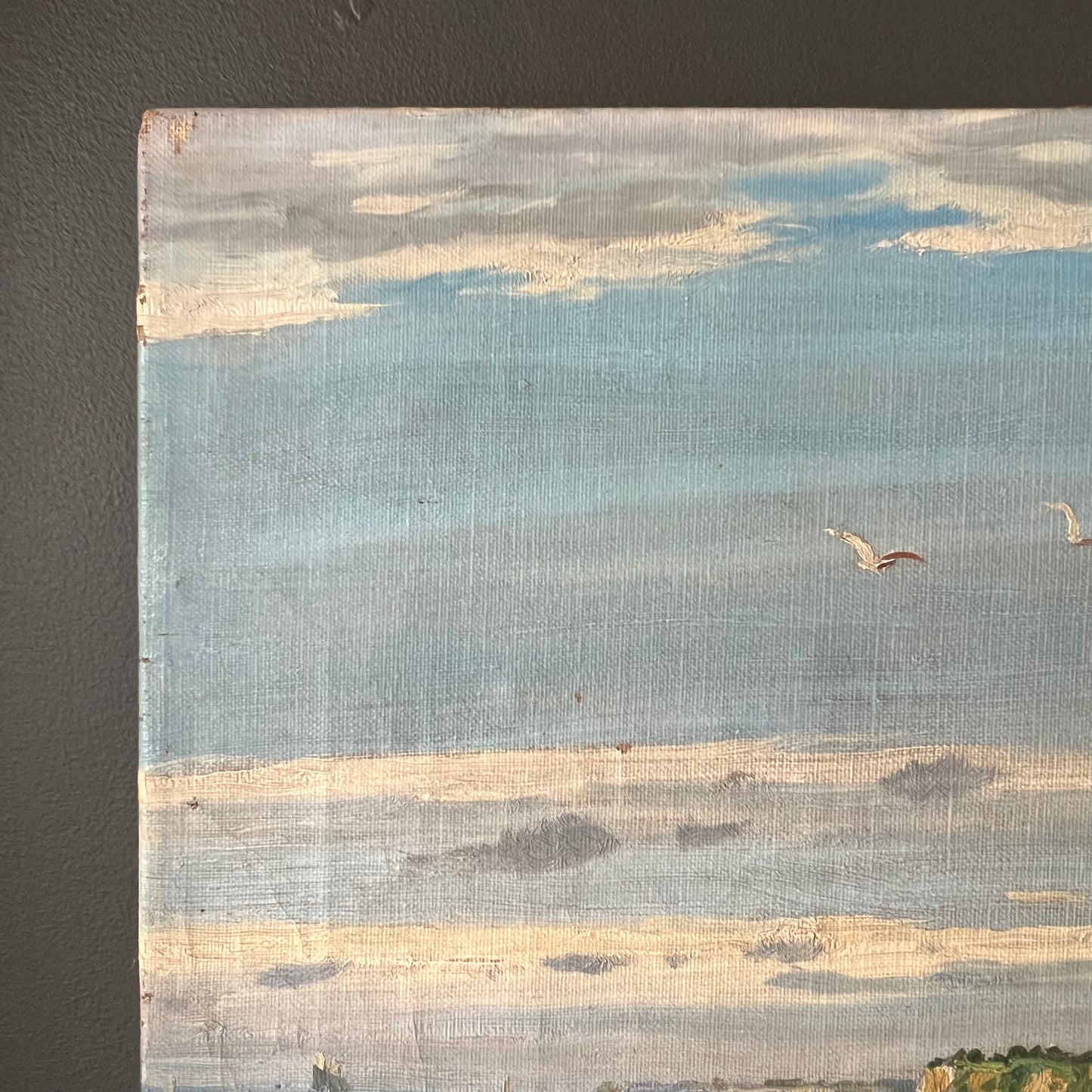 Vintage Danish Oil Painting By the Seaside