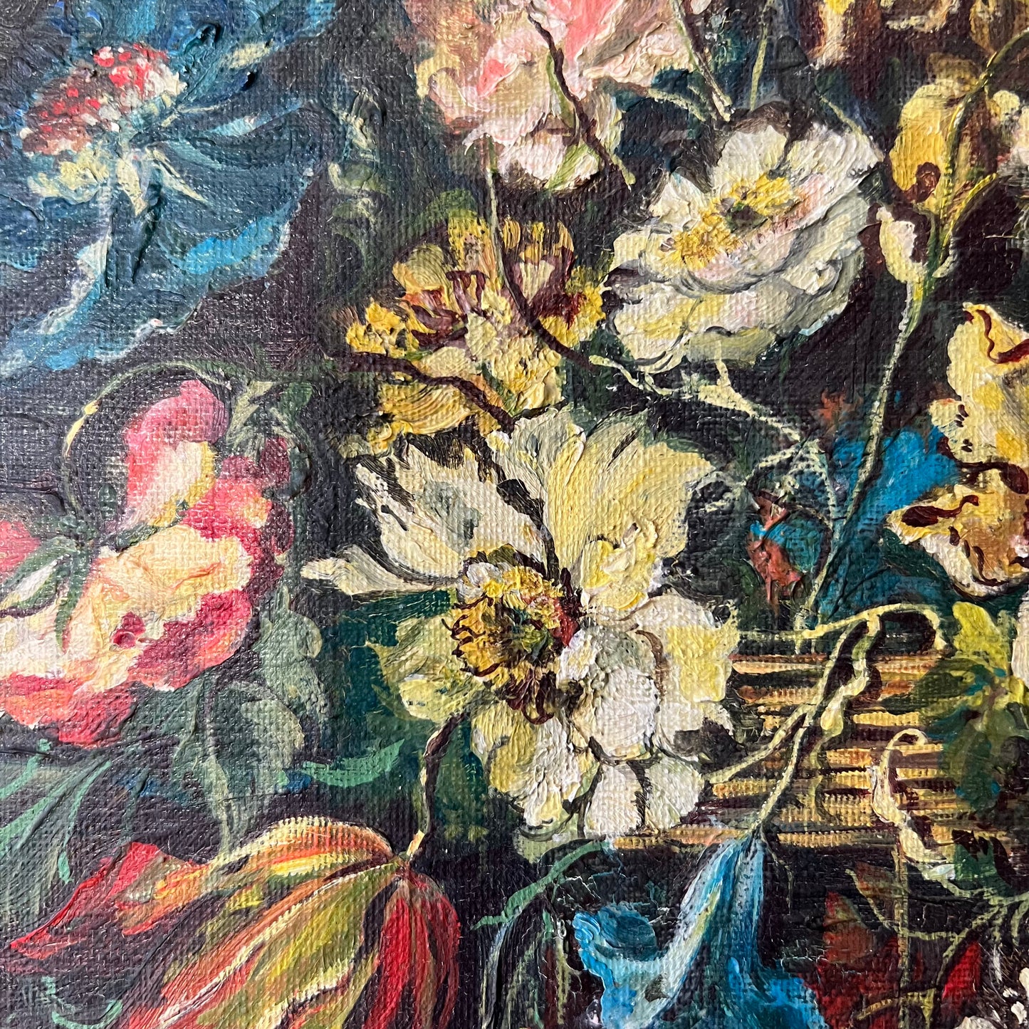 Vintage French Oil Painting Splendid Spring Time Blooms