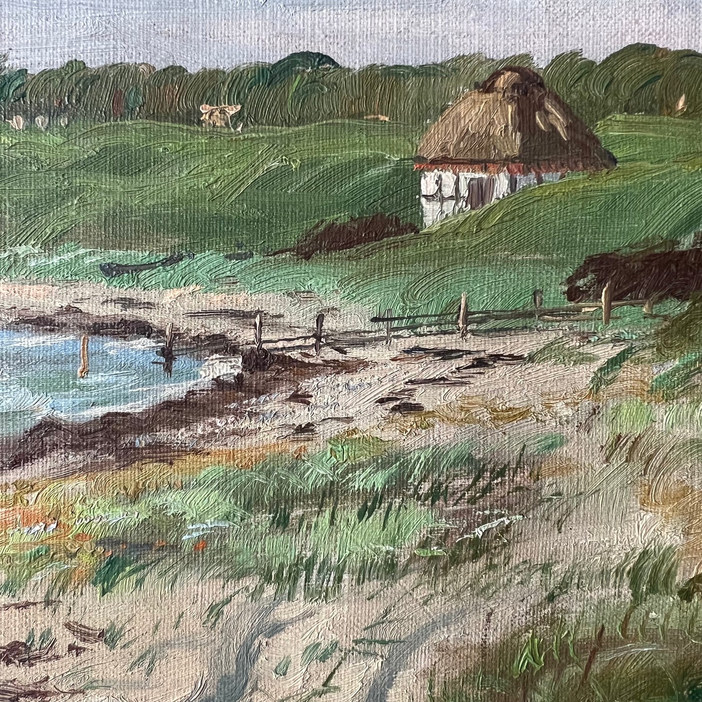 Vintage Danish Oil Painting By the Seaside