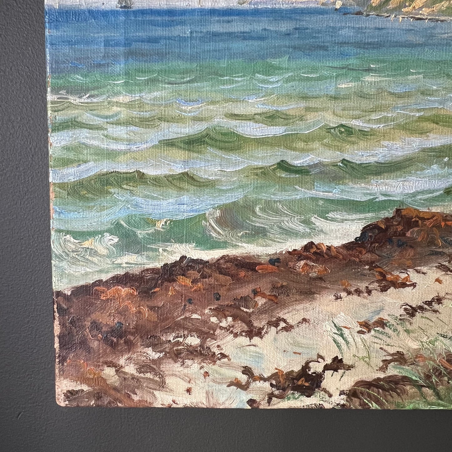Vintage Danish Oil Painting By the Seaside
