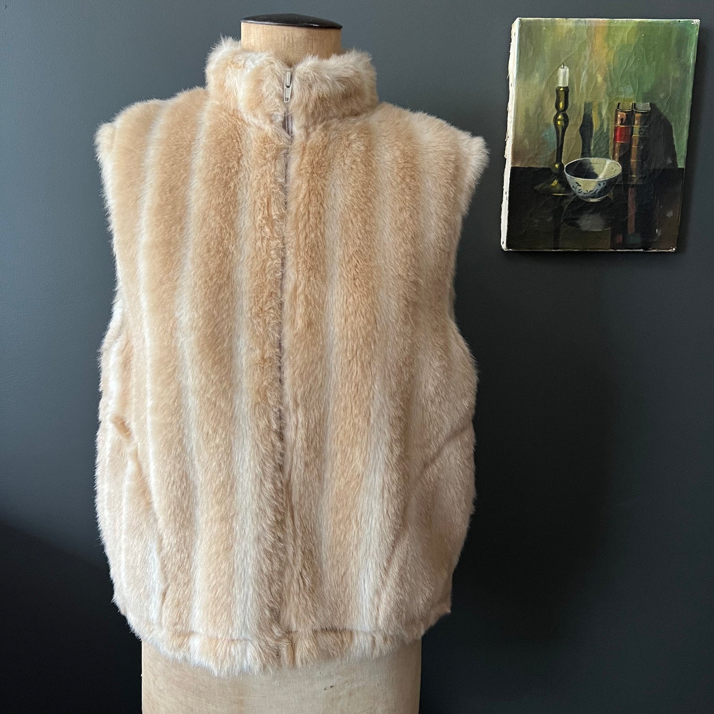 Vintage Caribou Crossings Plush Faux Fur Vest