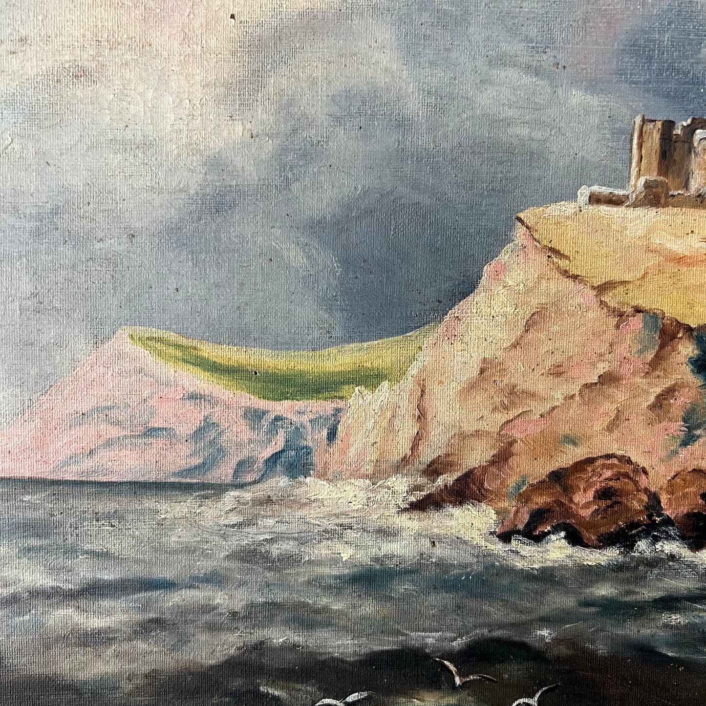 Antique Oil Painting European Seascape 1800s