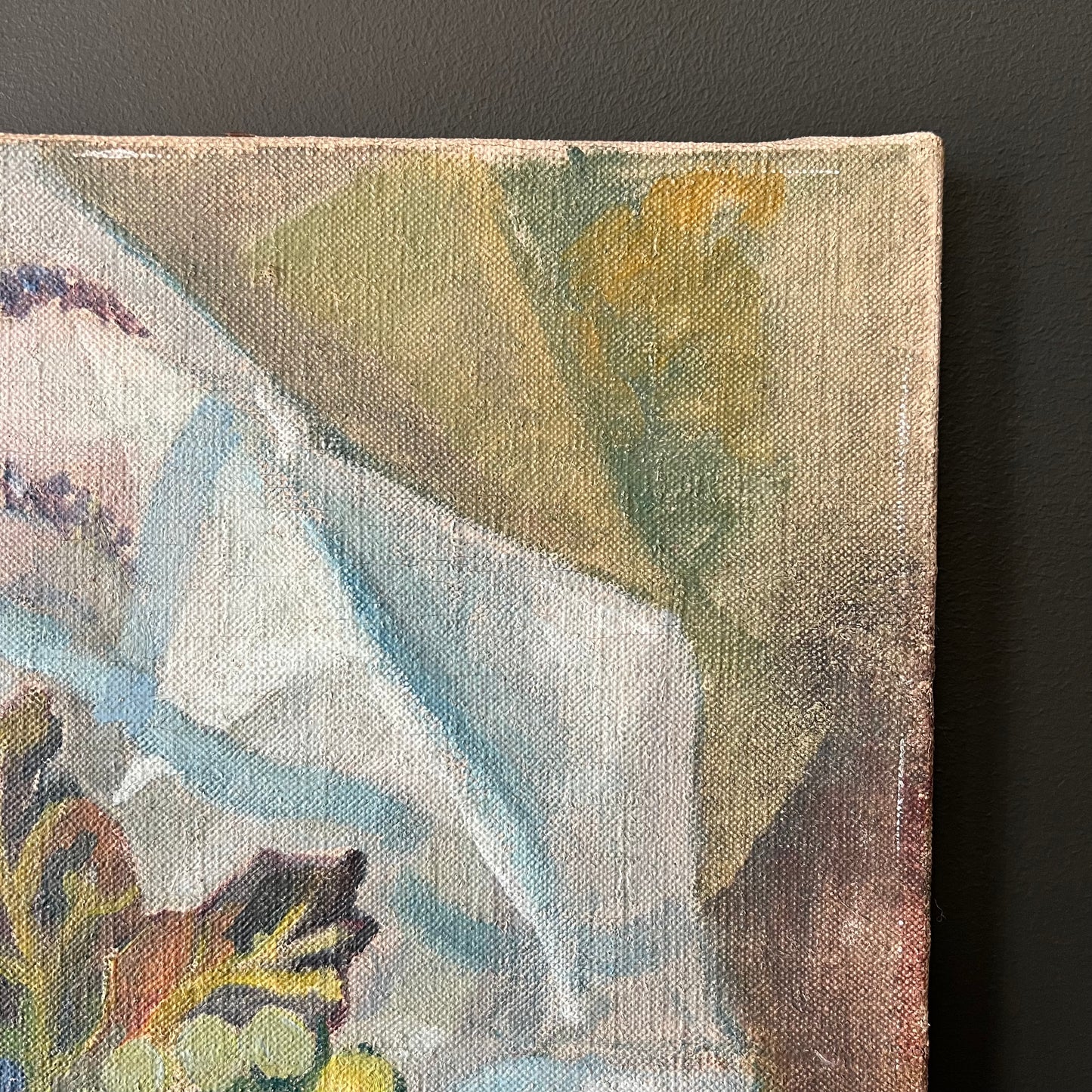 Vintage Oil Painting French Still Life of Florals and Fruit