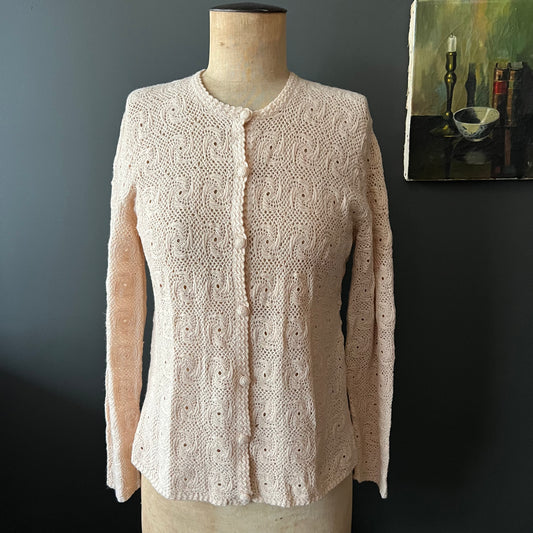 Vintage Sweet Hand Knit Crochet Cardigan