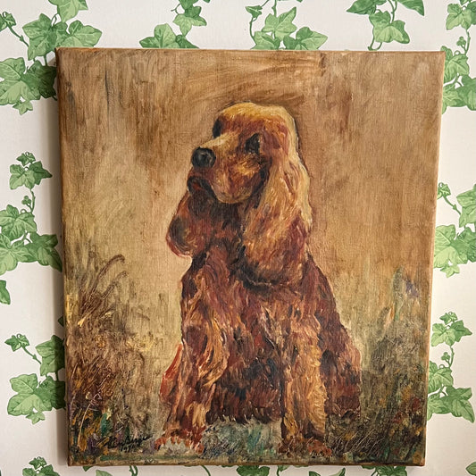 Vintage Oil Painting Pawtrait of a Lovely Cocker Spaniel