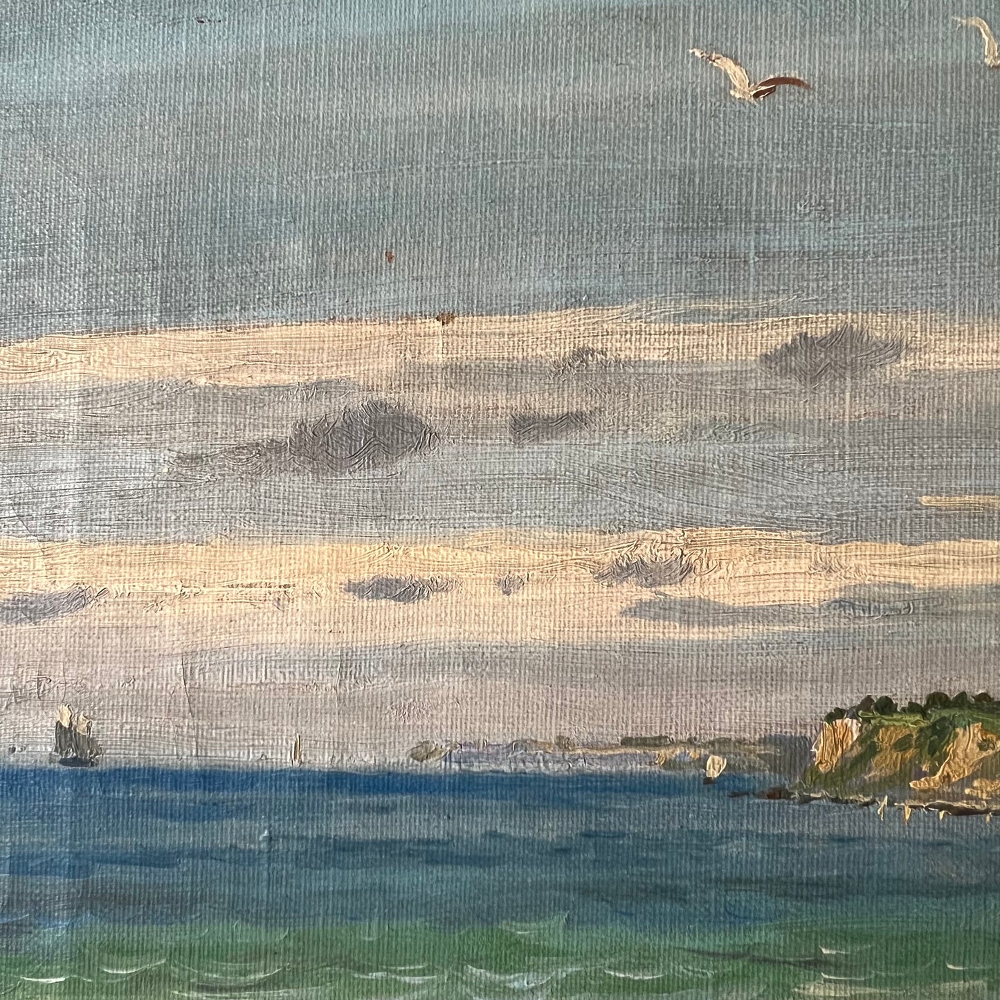 Vintage Danish Oil Painting By the Seaside