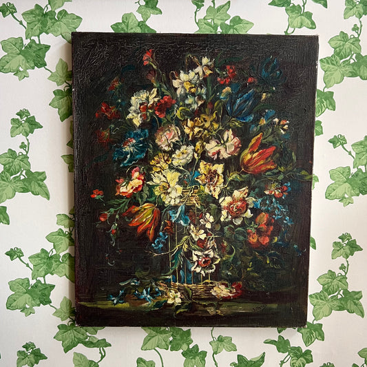Vintage French Oil Painting Splendid Spring Time Blooms