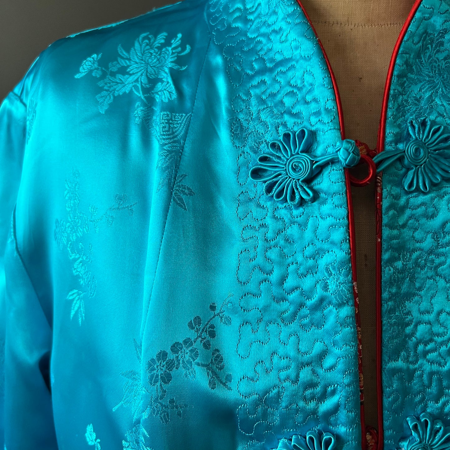Vintage Stunning Oriental Satin Reversible Jacket