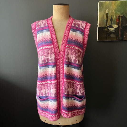 Vintage Artesanias Inca Alpaca Wool Pattern Vest