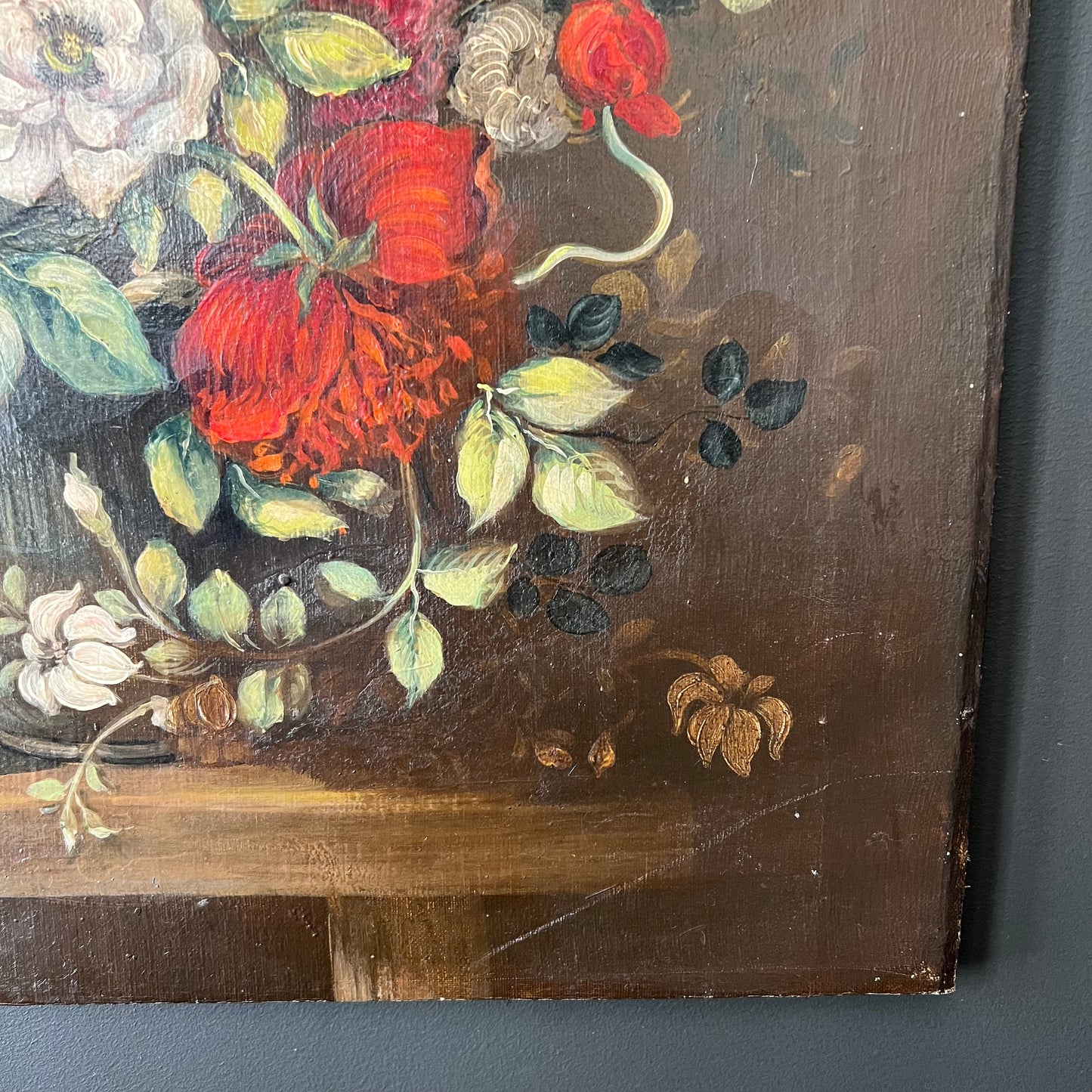Antique Dutch Oil Painting Divine Blooms