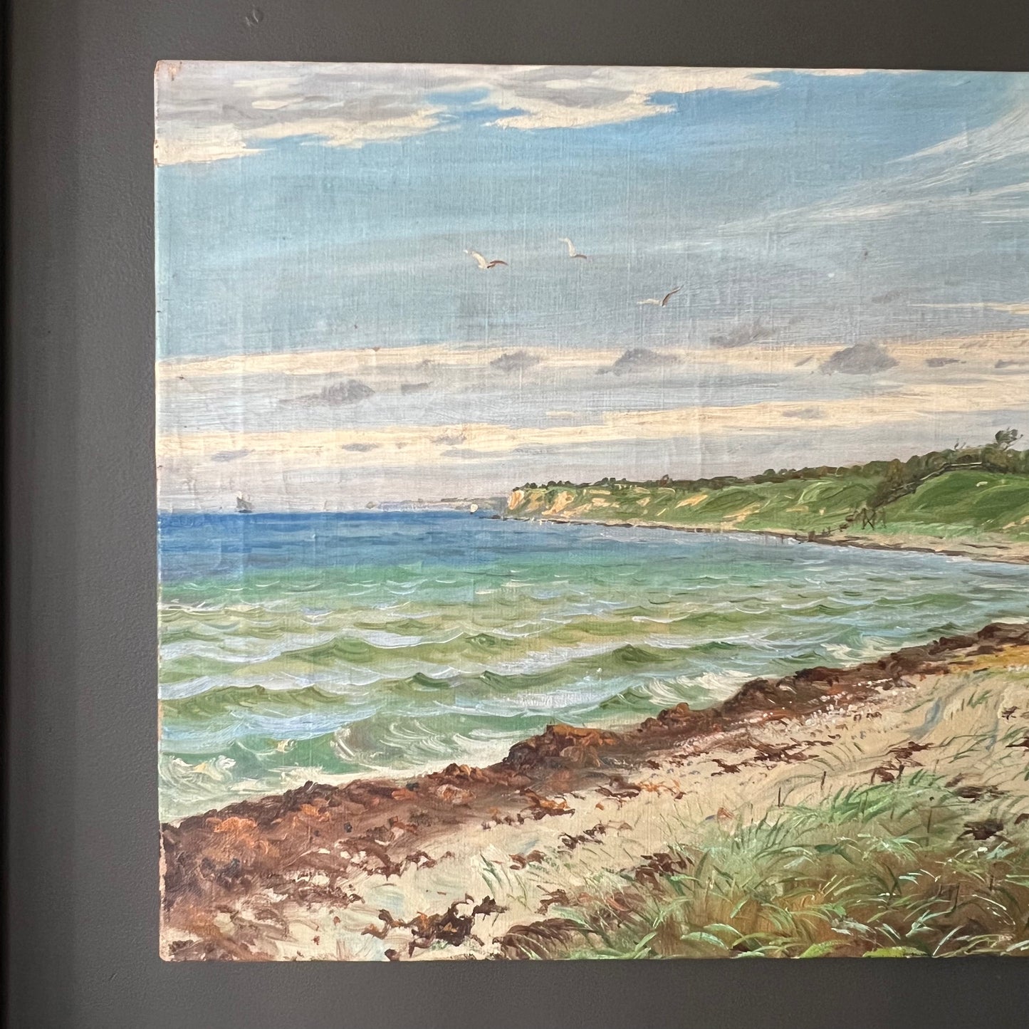 Vintage Danish Oil Painting By the Seaside
