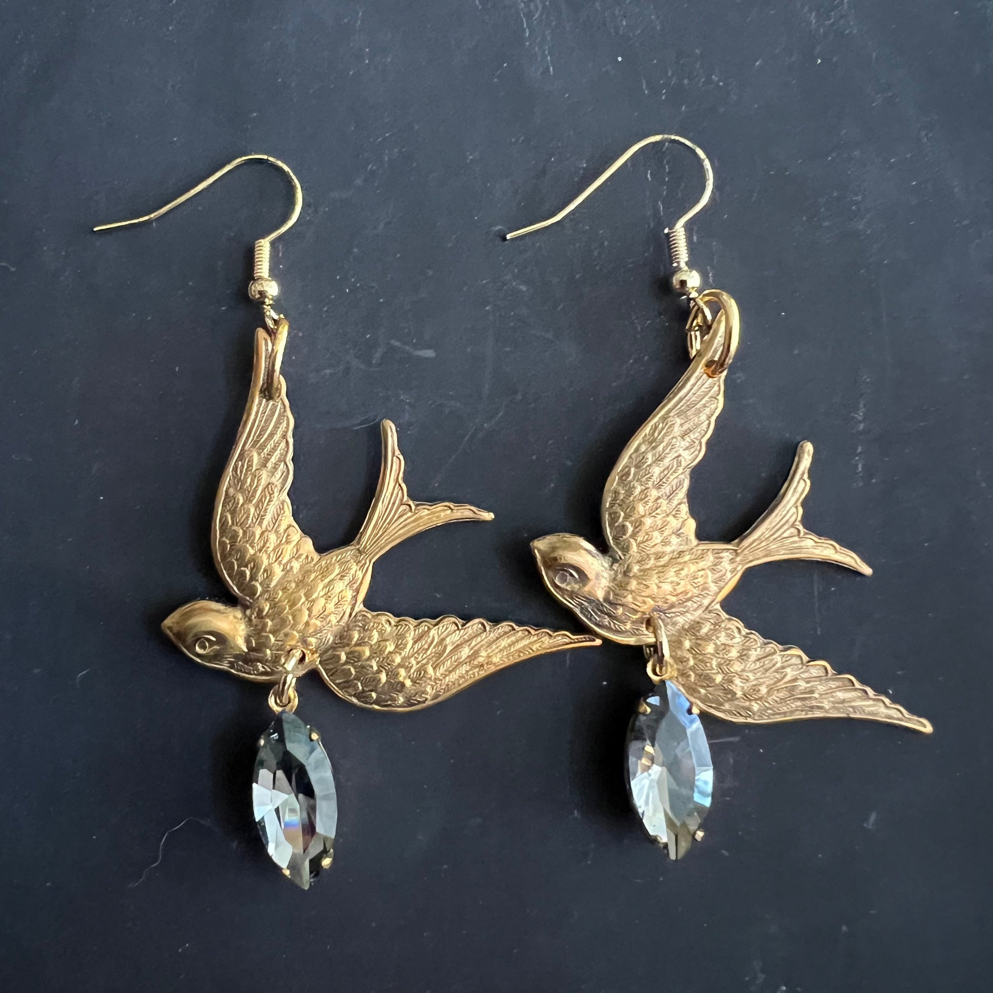 Gold discount bird earrings