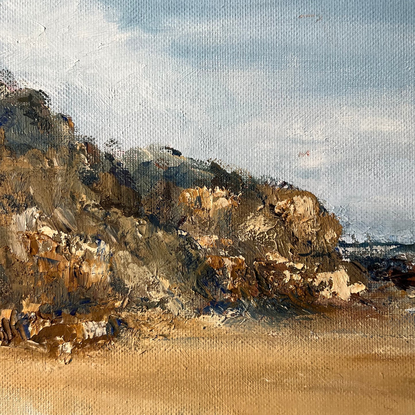 Vintage Landscape Oil Painting At the Beach