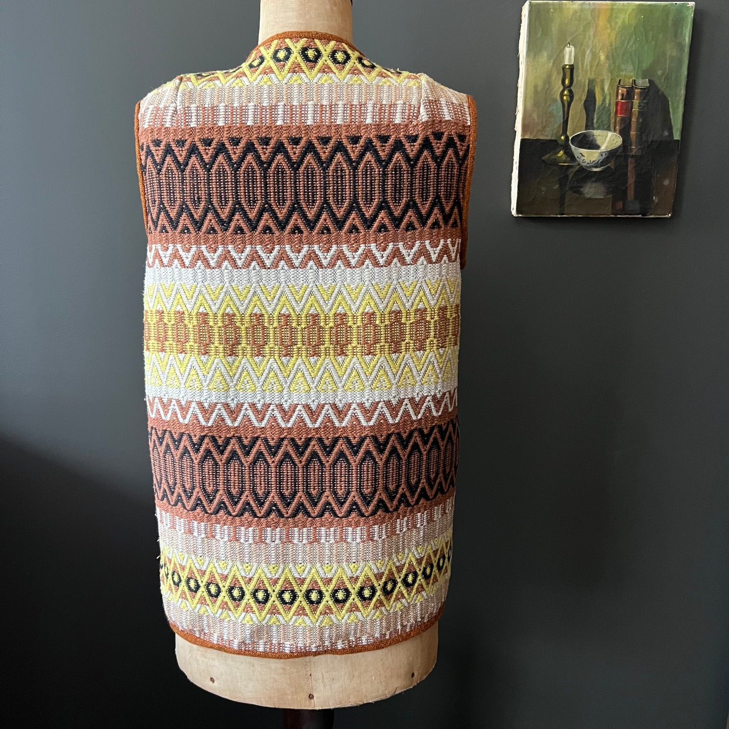 Vintage Woven Geometric Pattern Vest