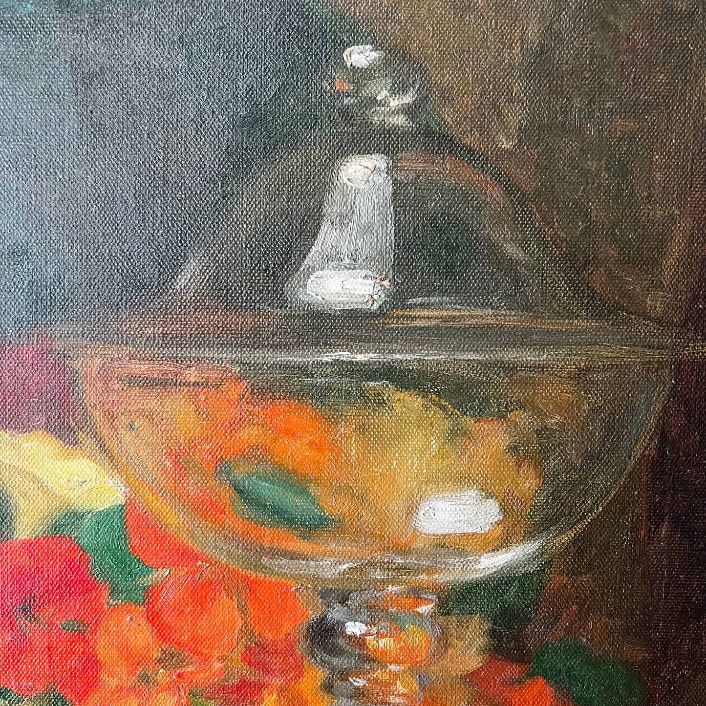 Vintage French Still Life Oil Painting Nasturtiums and Vessels