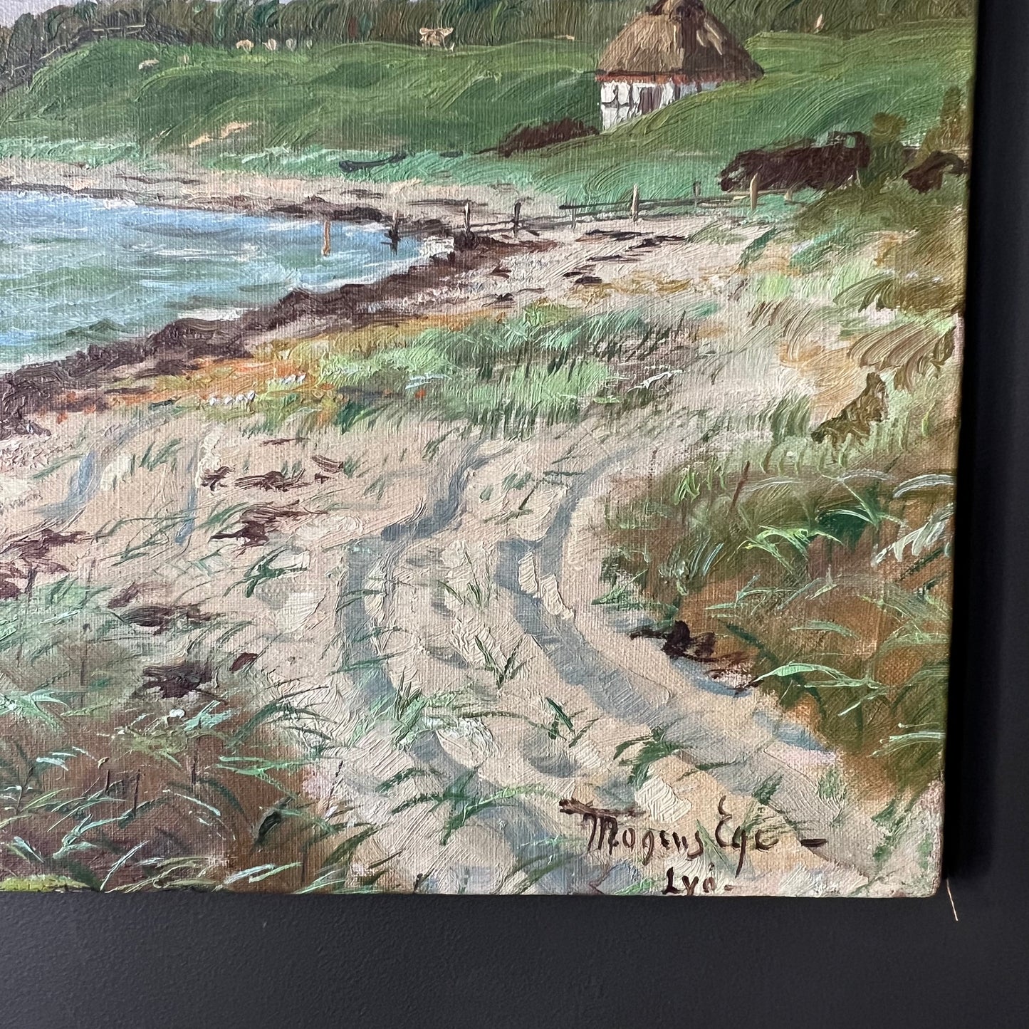 Vintage Danish Oil Painting By the Seaside