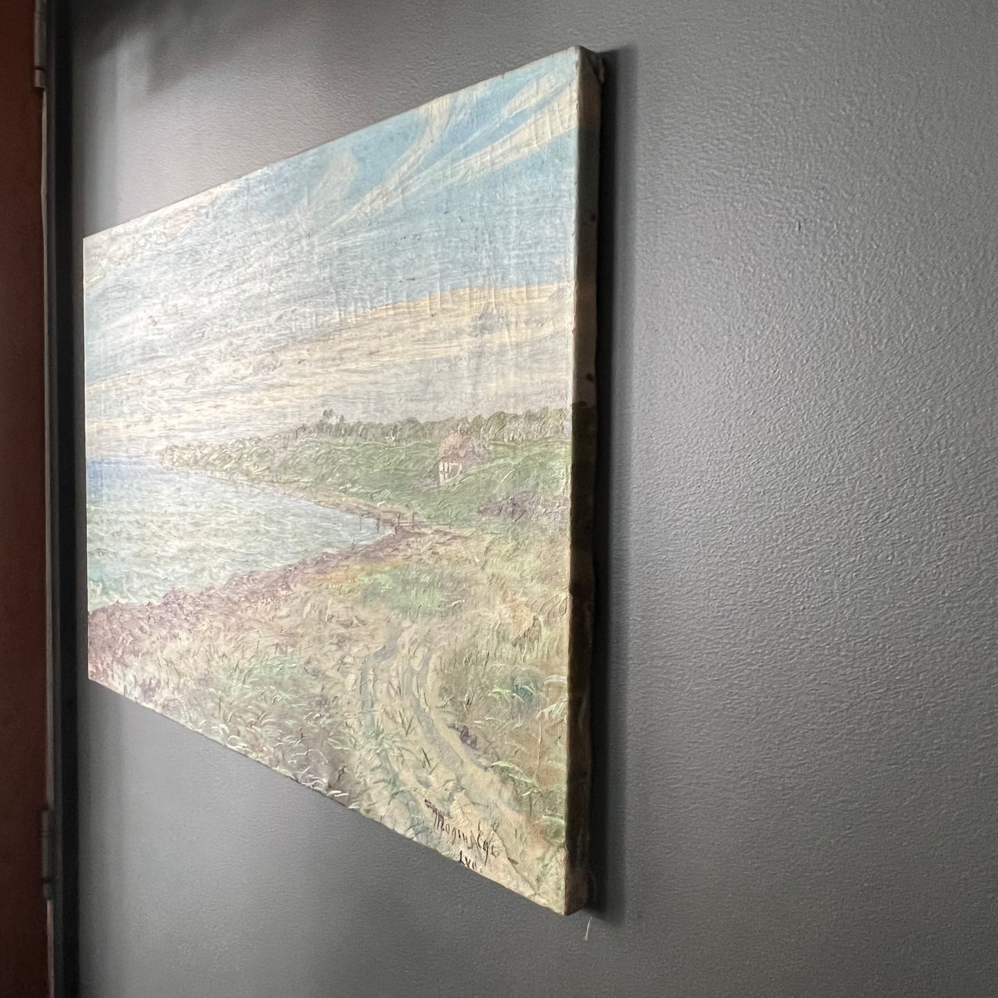 Vintage Danish Oil Painting By the Seaside