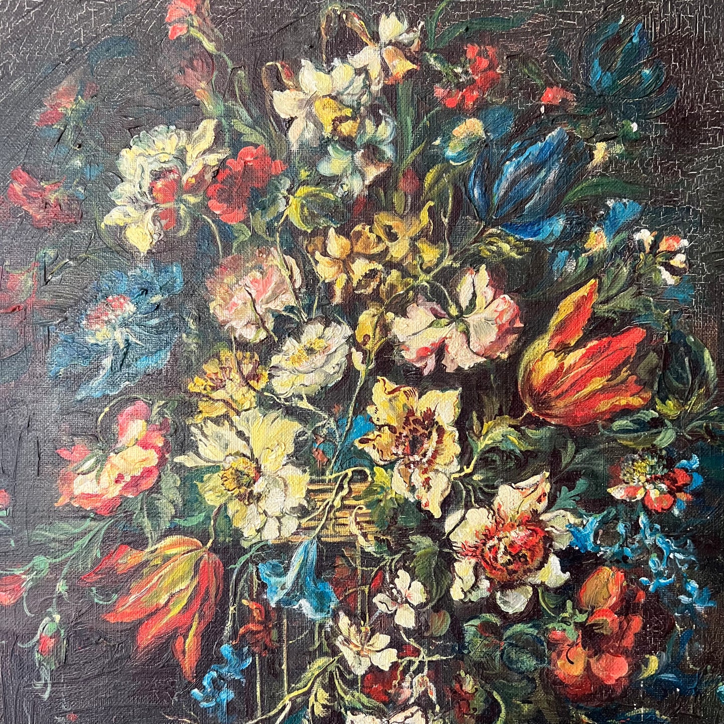 Vintage Dutch Oil Painting Splendid Spring Time Blooms