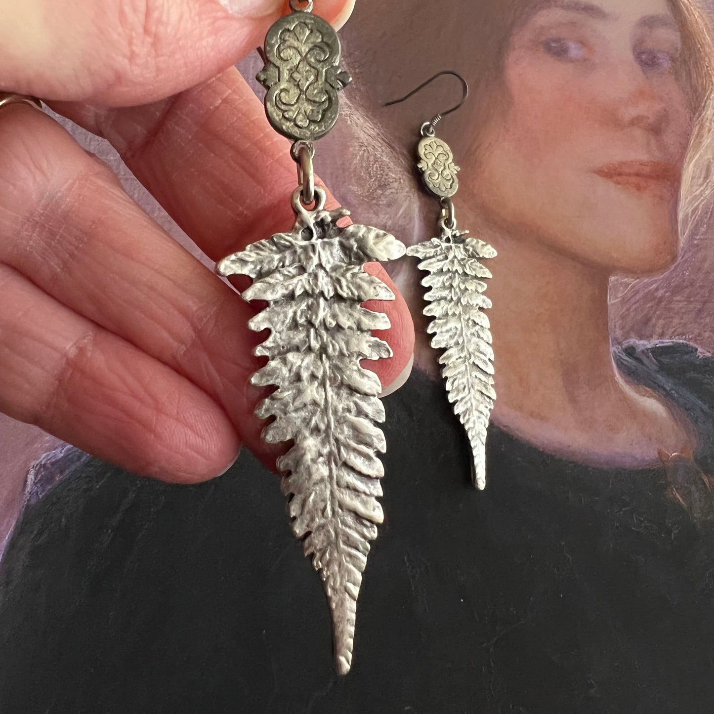 Vintage Silver Fern Earrings