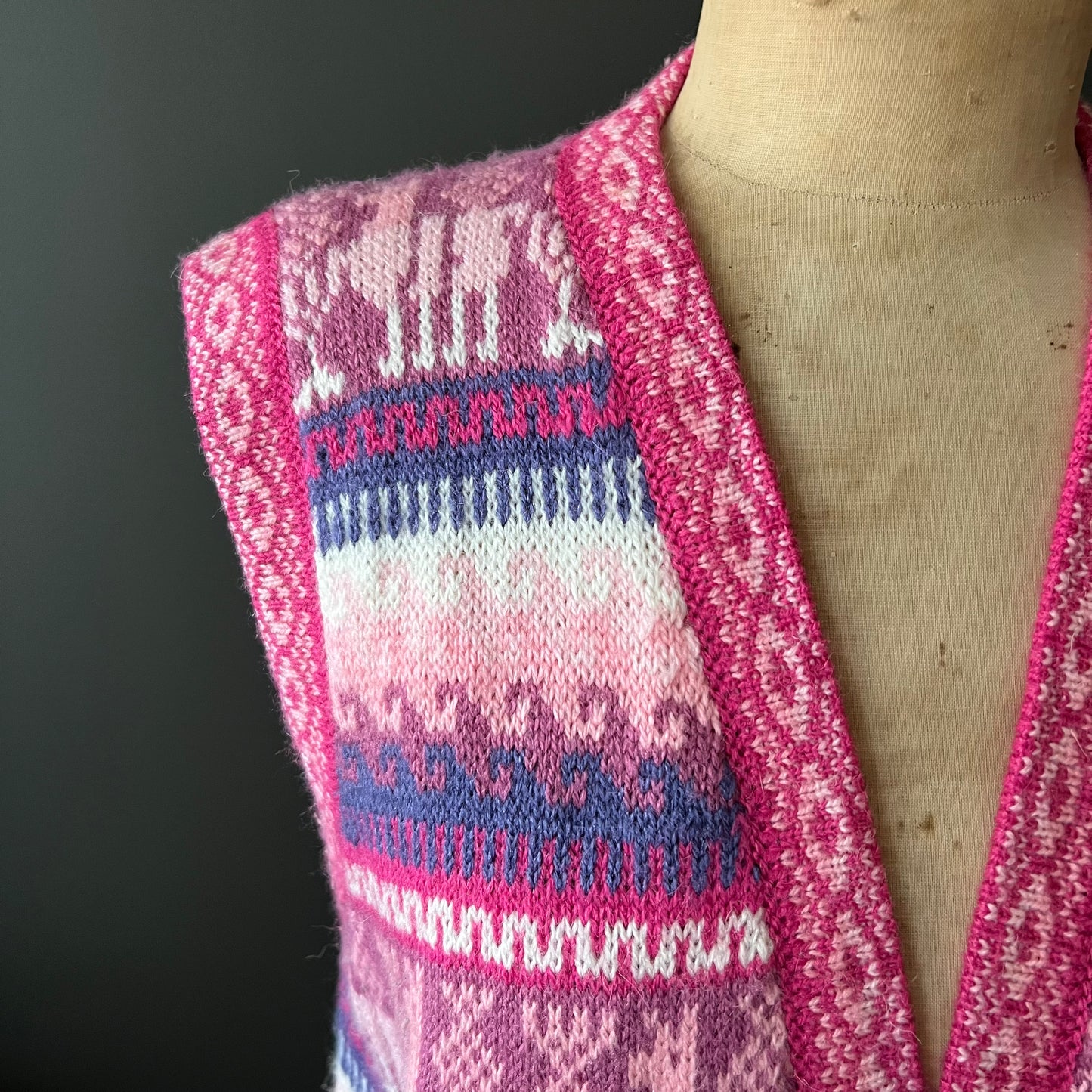 Vintage Artesanias Inca Alpaca Wool Pattern Vest