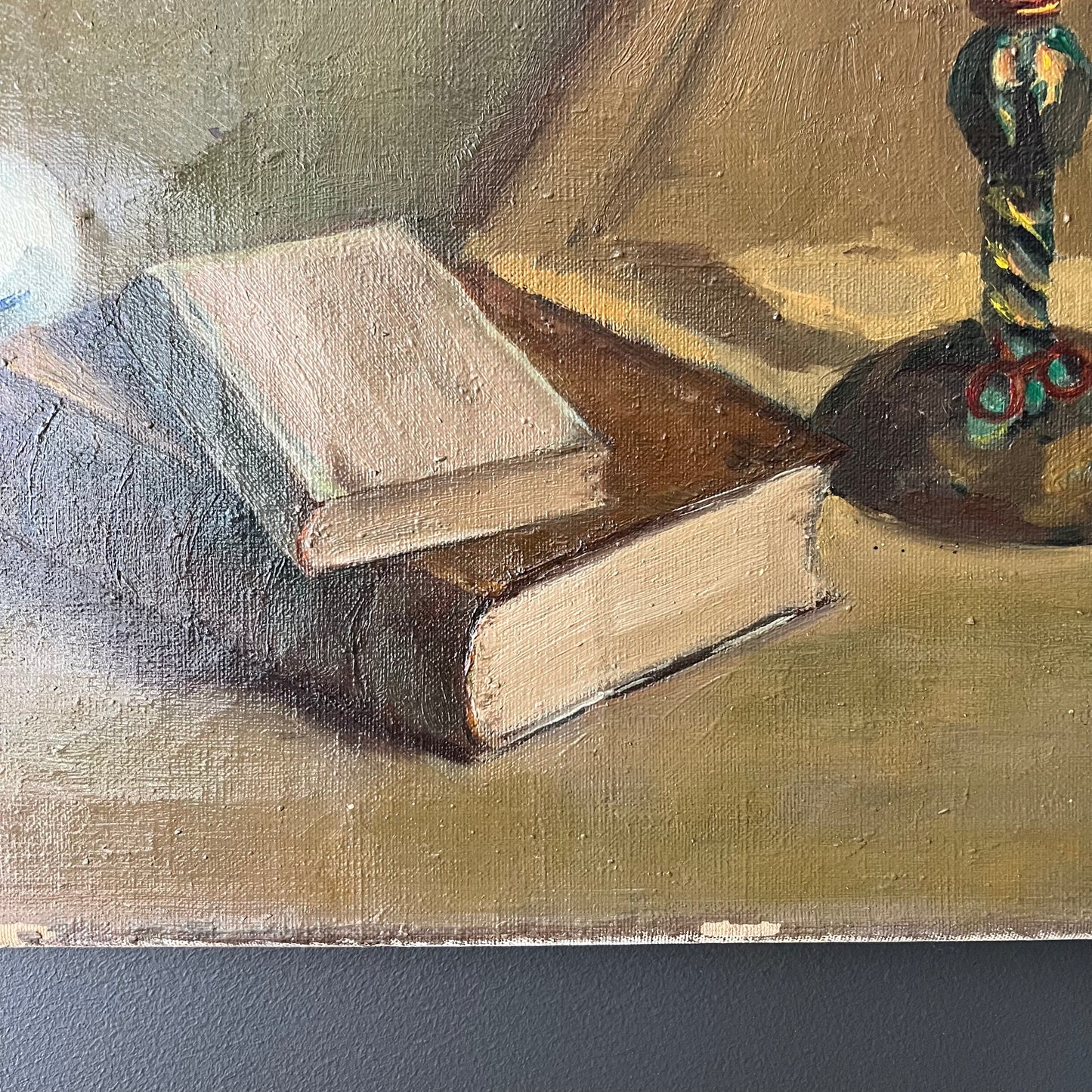 Vintage Dutch Oil Painting Still Life The Ornate Candlestick 1941
