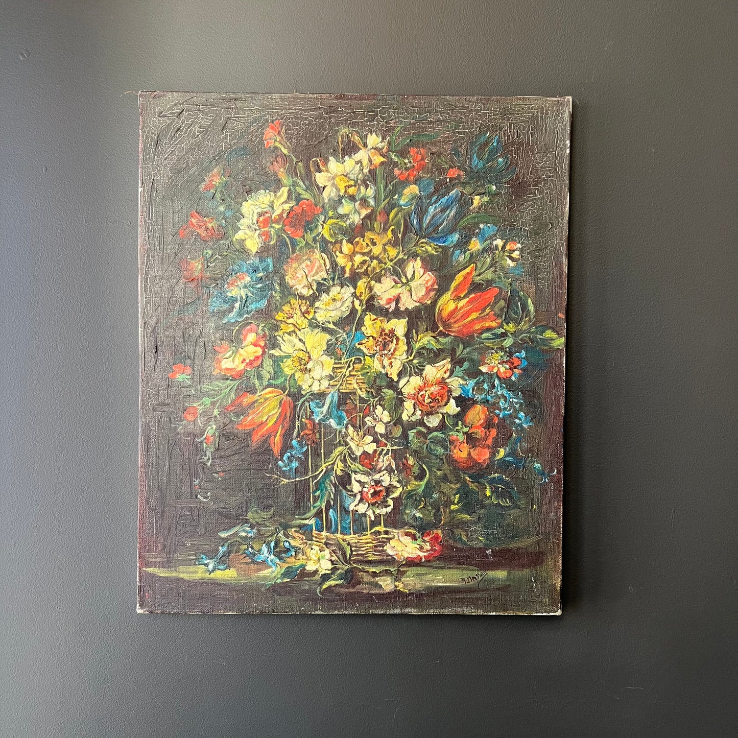 Vintage French Oil Painting Splendid Spring Time Blooms