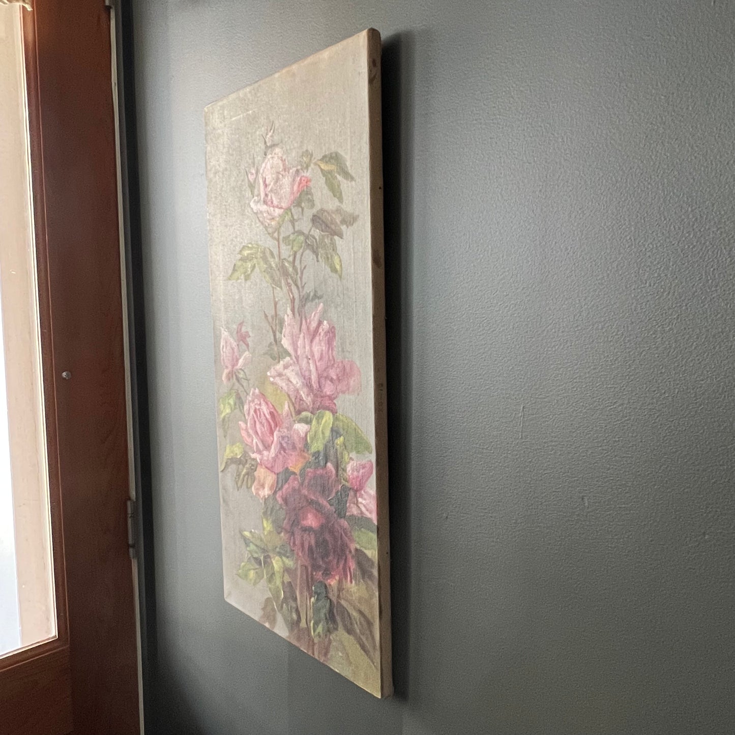 Antique Oil Painting Roses and Rosebuds